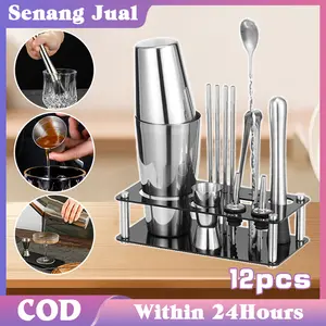 12Pcs Bartender Set Shaker Tools Stainless Boston Shaker Cocktail Shaker Mocktail Set 750ml