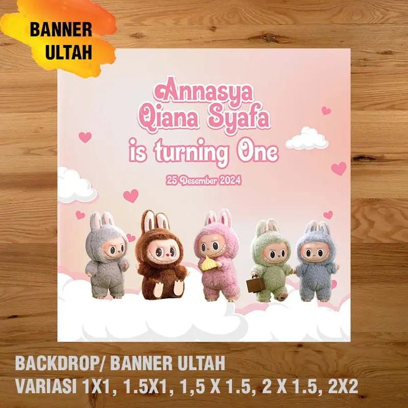 LABUBU BANNER BACKDROP SPANDUK ULANG TAHUN UL-TAH 1