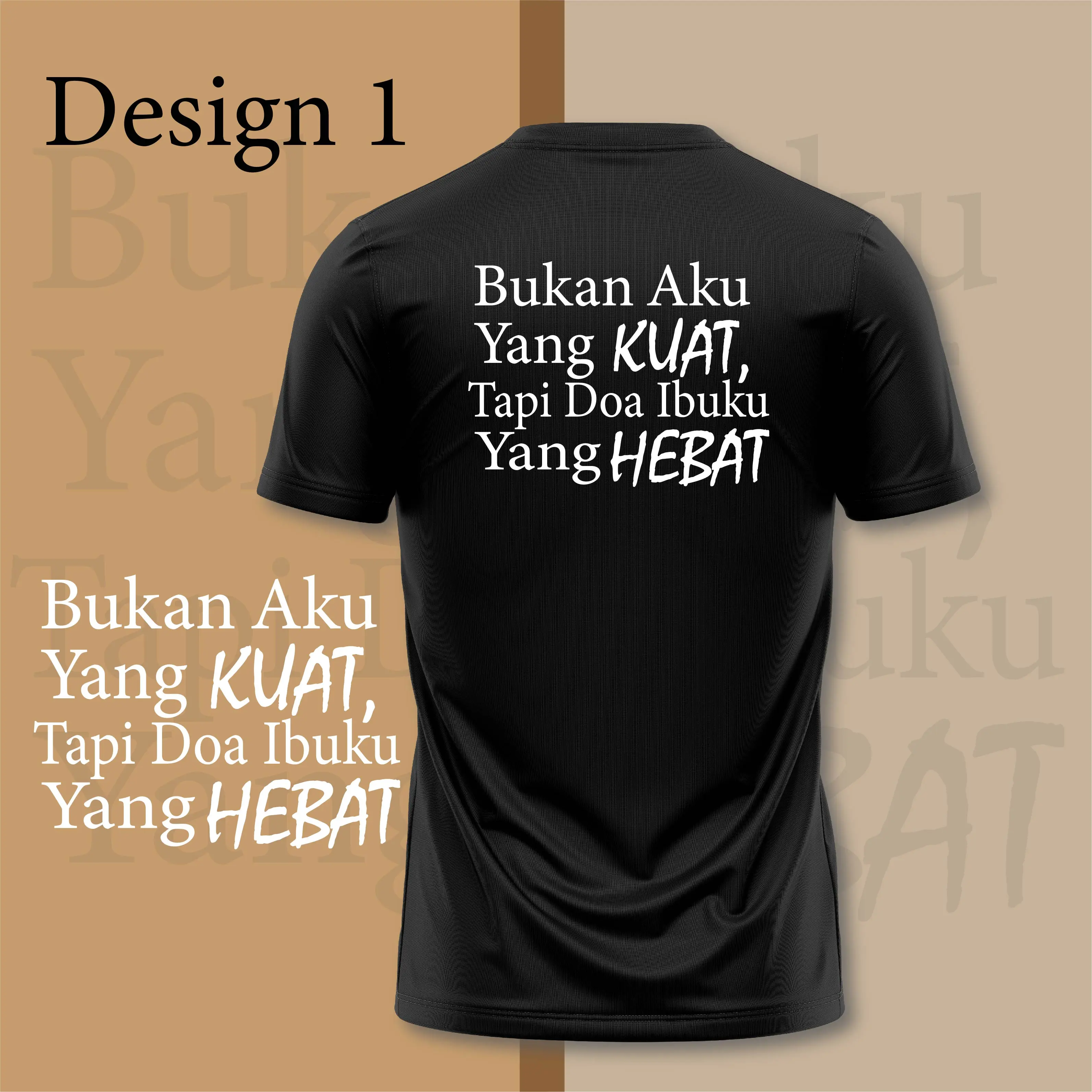 BAJU Doa Ibuku Yang HEBAT Crew Neck Plain Black MICROFIBER JERSEY