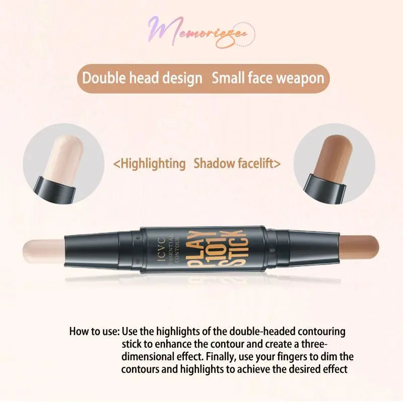 【COD&Ready✨】Contour Duo Concealer Highlighter Stick 2in1 Color 3D Face Geometry Lasting Wajah Multi-use Make up Pensil-M 4