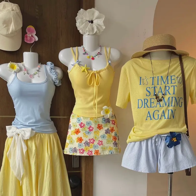 [Có Size Lớn][Hè 2026] Áo hai dây kiểu đính nơ caro nhỏ, (sẵn đệm mút) siêu cưng màu pastel, dây rút Deve1995 | BigBuy360 - bigbuy360.vn