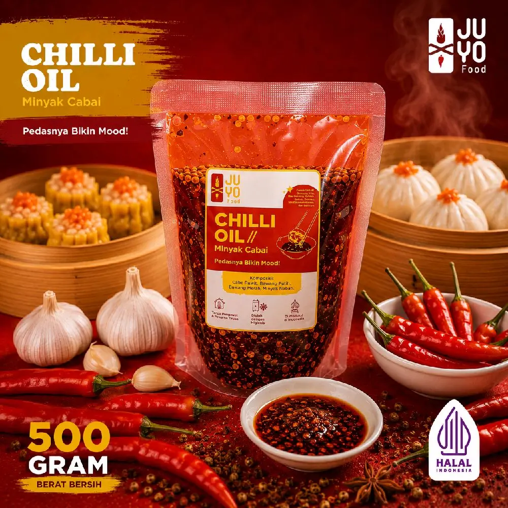 HALAL MUI CHILI OIL 500 GRAM PREMIUM MINYAK CABAI DIMSUM BASO BAKMIE RAMEN Instan Pedas