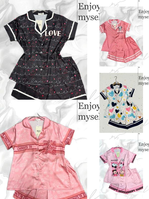 LATIN Đ30 ( S -M -L) - Pijama latin lụa mịn thiết kế họa tiết DỄ THƯƠNG SANG TRỌNG, BỘ ĐÙI (42-62 KG)