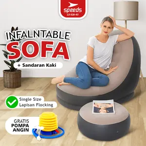 SPEEDS Sofa Angin Beanbag Squishy Jumbo Inflatable Sofa + Stool Outdoor Tiup Lazy Bag Lay Bag Aestetik Indoor 020-45