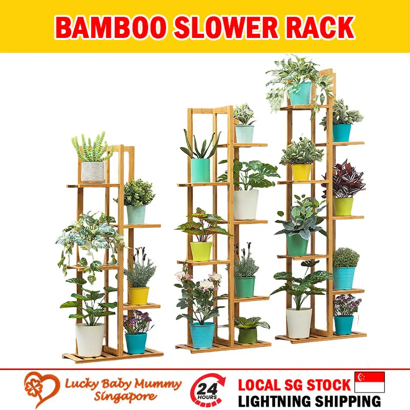 【Type B】3 Tier 4 Tier Plant Rack Flower Stand Flower Rack - 100% natural bamboo Light Organiser