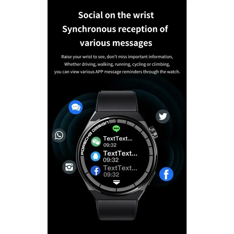 GT8 Porsche GPS NFC Smart Watch inch Screen Bluetooth Call