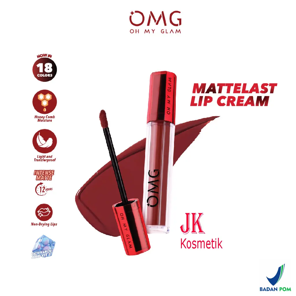 OMG Lip Cream Matte - Oh My Glam MatteLast New Shade Elegant Lipstick Berry Bibir