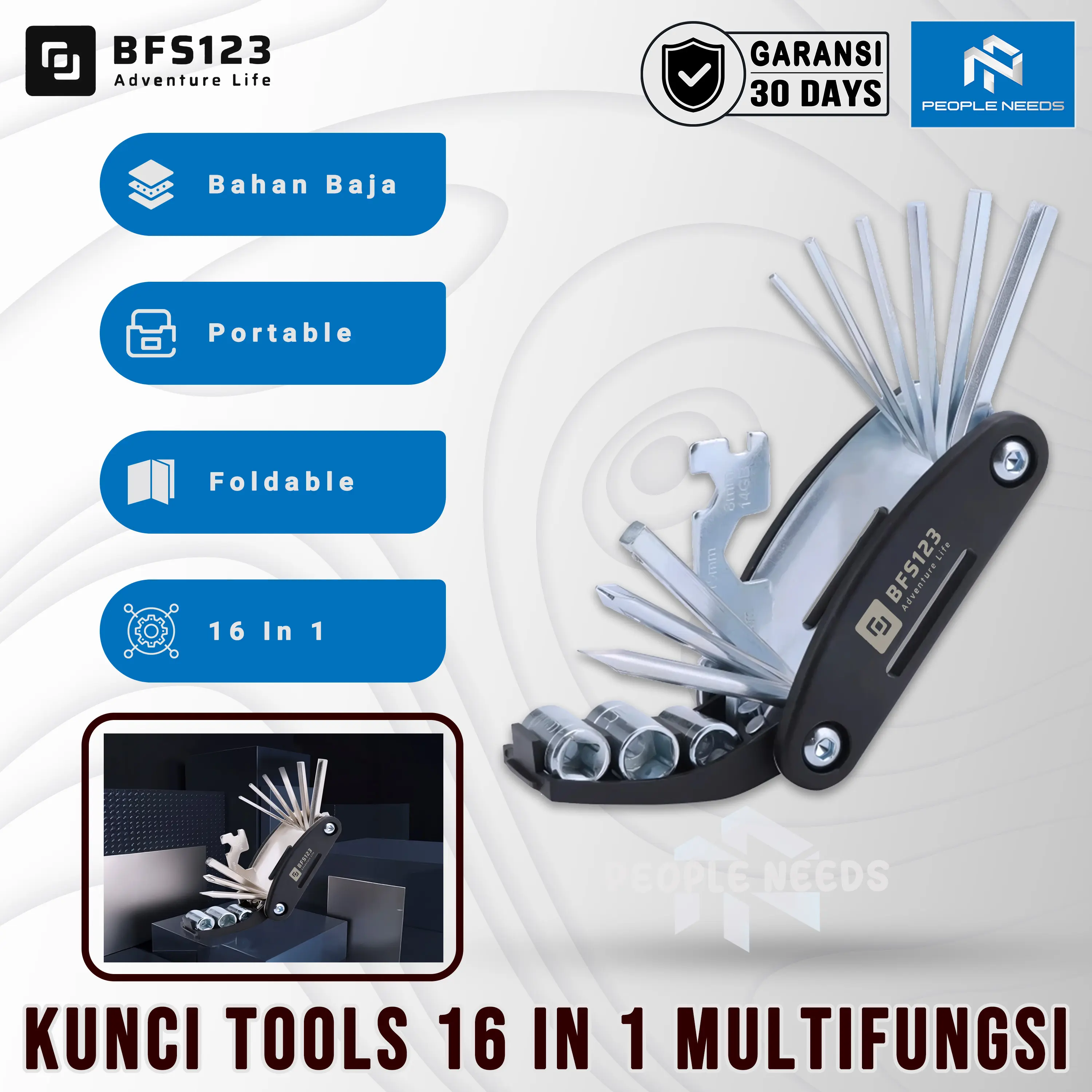 BFS123 Kunci Tools 16 in 1 Bike Toolkit Sepeda Motor Tools Kunci L Obeng Mini Multifungsi