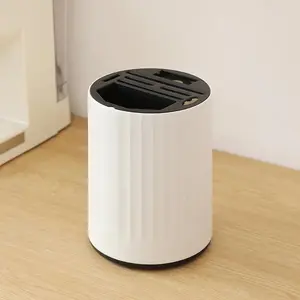 COSY Tempat Sendok Garpu Pisau Dapur Bulat Putar 360 Derajat / Rak Penyimpanan Alat Makan Dengan Tirisan/ Wadah Peralatan Dapur Estetik Kuat Kokoh - Putih