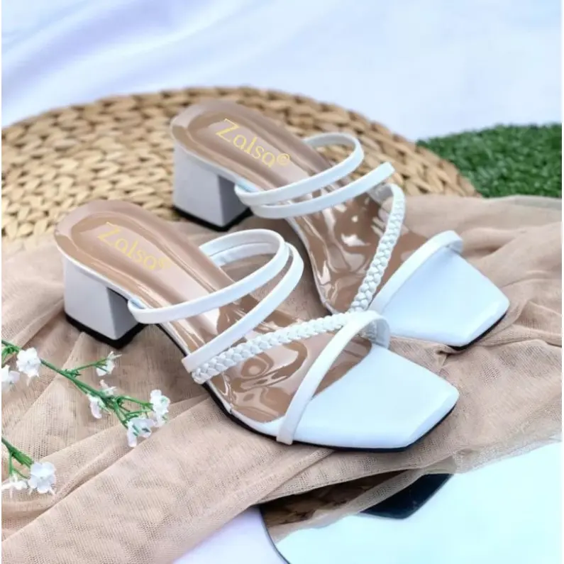 High Heels Wanita Sandal Hak 5CM Kepang Silang D 03 Sendal Kasual