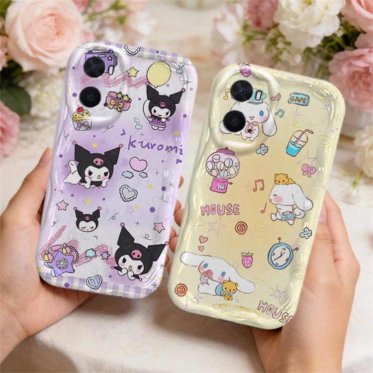 Cream Wave Pattern Phone Case For OPPO A76 A96 Kuromi Cartoon Anime Silicone…