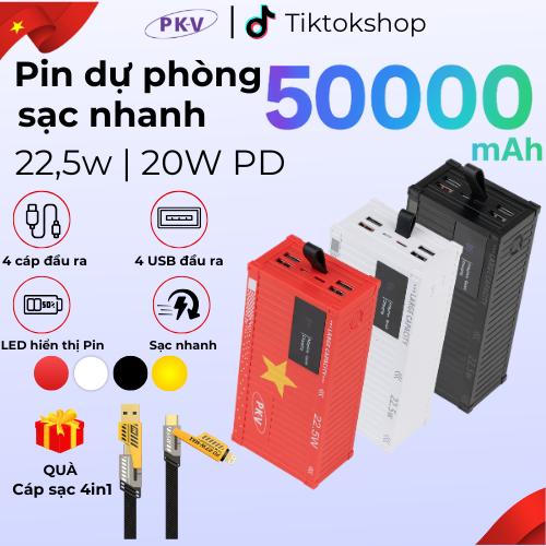 (Tặng cáp 4in1)Sạc dự phòng tên 50000mAh CONTAINER tích hợp 4 dây ra bảo hành 12 Tháng phụ Kiện Điện Thoại Pin Dự Phòng Sạc Pin
