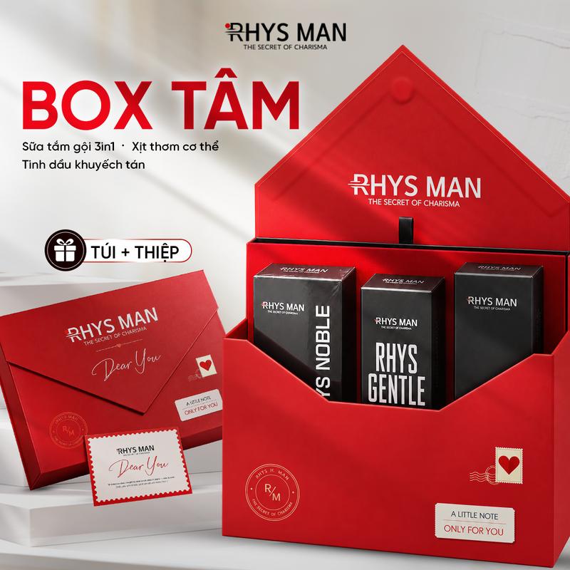 Box TÂM: Sữa tắm gội 3in1 350ml & Body mist & Tinh dầu thơm phòng - Rhysman Set quà tặng bạn trai