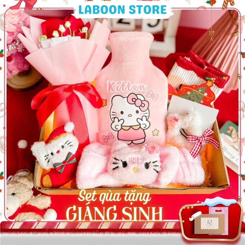  Bộ quà tặng túi chườm bụng kinh đa năng 350ml mix kèm phụ kiện siêu xinh gift box Pink team tặng bạn gái dịp lễ Giáng sinh ý nghĩa kèm hộp quà túi xách và hoa sáp vĩnh cửu 