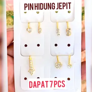 Paket 7 Pcs Pin Hidung Jepit Tanpa Tindik Beda-Beda Model Anting Hidung Jepit Tanpa Tindik