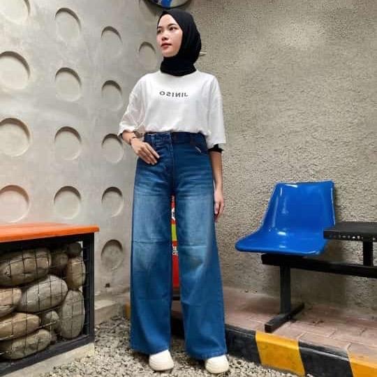 Celana Baggy Jeans Skena (Size 27-34) Celana Jeans Panjang Gombrong Wanita Terbaru 3