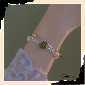 ꕤSTYꕤ K44 Gelang Manik-Manik Mutiara Warna Hijau Untuk Wanita