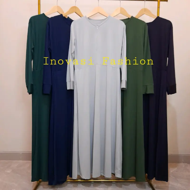Gamis Jersey Polos Premium Bahan Adem Melar Busui Ada Sakunya Buat BB 50-90 kg 2