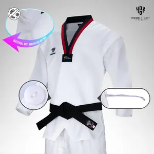 Dobok Seragam Taekwondo Dobok Seragam Taekwondo Kait Hitam Merah Kerah D2V