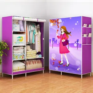 Rak Lemari Pakaian Rak Baju Dengan Tutup Resleting Lemari Kain Plastik Portable  Lemari Pakaian Susun Lemari Gantungan 105