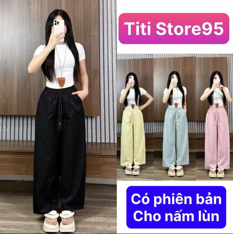 Quần suông có cho nấm lùn cạp cao lưng chun có túi vải gió lụa xịn mềm mát mịn nhiều màu TitiStore95