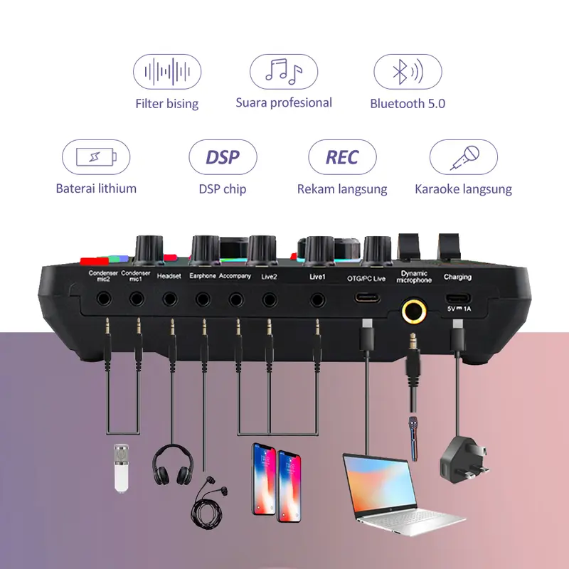 Bonkyo F999 sound card set singing live broadcast equipment equipped with headphones and microphone Audio Kartu 2
