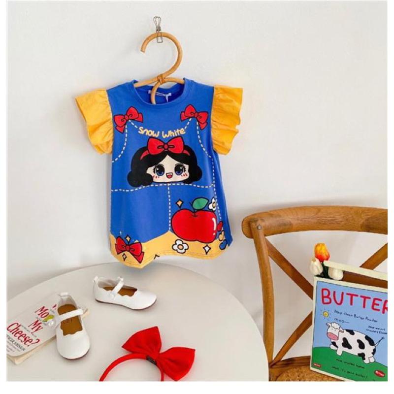 JUNECOLLECTIONS DRESS DISNYLONG ANAK KAOS ANAK PEREMPUAN GAUN KASUAL LENGAN PENDEK ANAK BAJU DRESS PRINCESS ANAK MOTIF RENDA #408 4