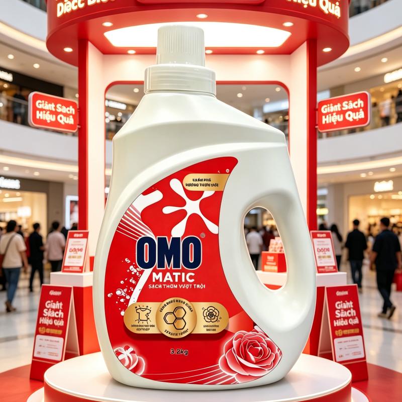 Nước giặt OMO, chất tẩy rửa 3 trong 1: Thơm, Làm sạch, Làm mềm, 3.2kg/3200ml