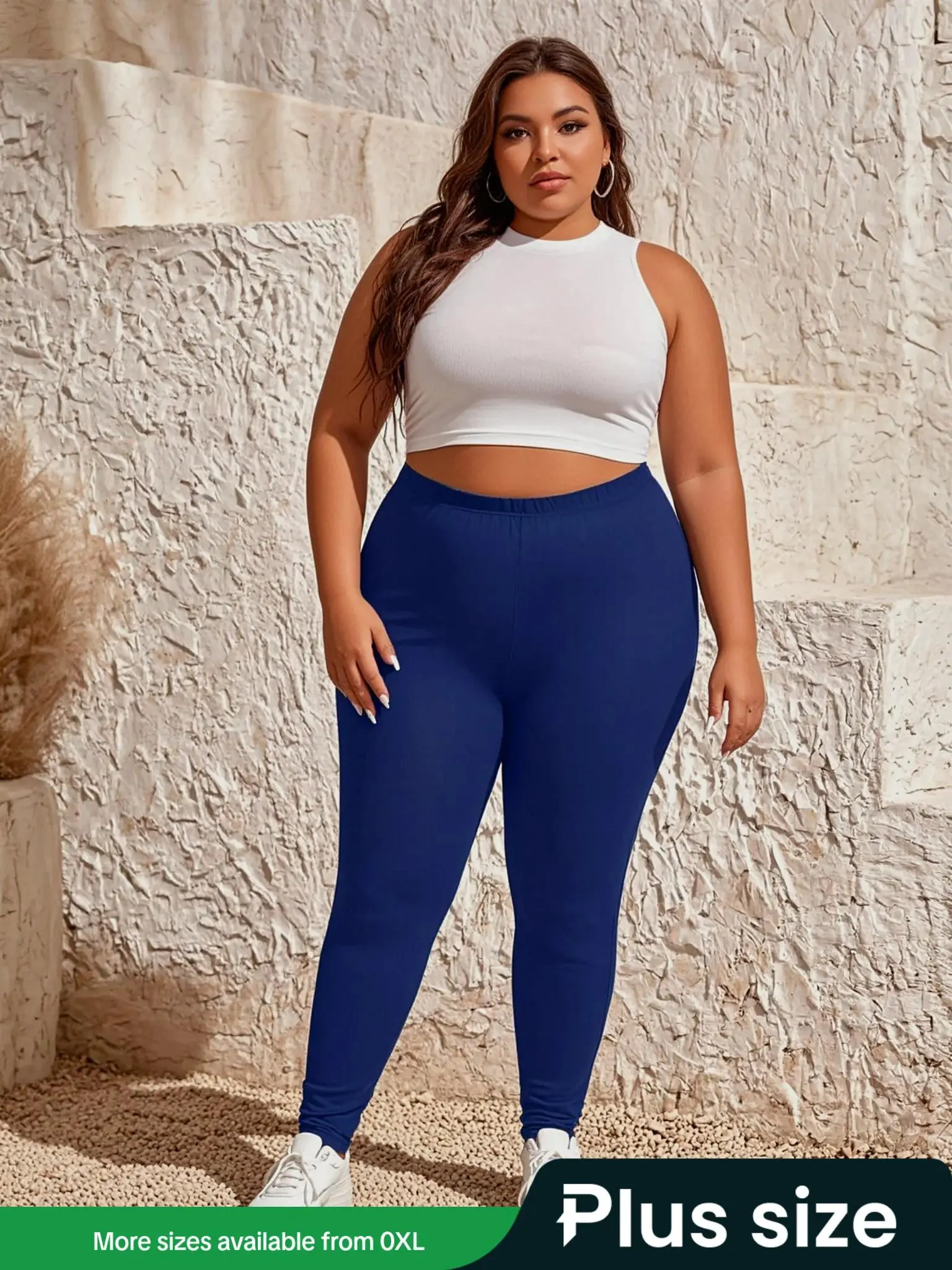 【Plus Size】 Solid Color Skinny Pants, Casual Comfy Breathable Seamless Leggings for Daily Wear, Women's Bottoms for Summer