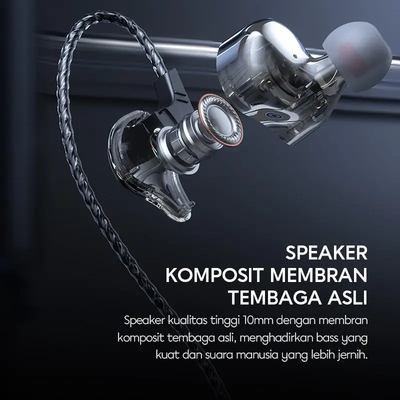 VIVAN Earphone In Ear Kabel Stereo Powerful Bass Wired Headset Q15 Black Garansi Resmi 1 Tahun Microphone Headphones Handsfree 4