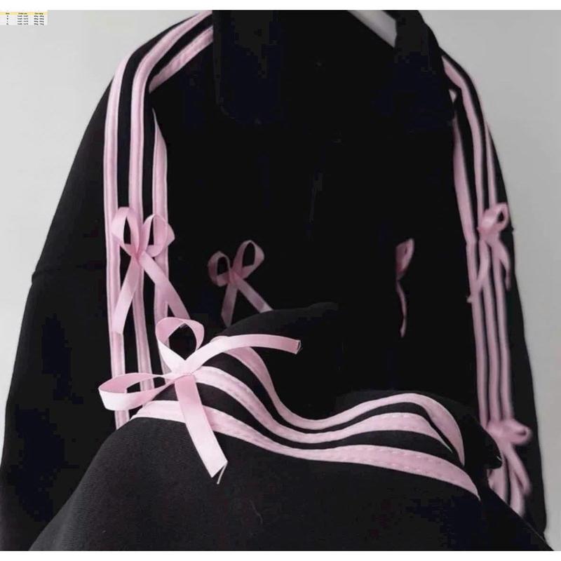 Áo Khoác Nữ Women Jacket Cổ Trụ Dây Kéo Form Rộng Đính Nơ Dễ Thương Top bán chạy 3