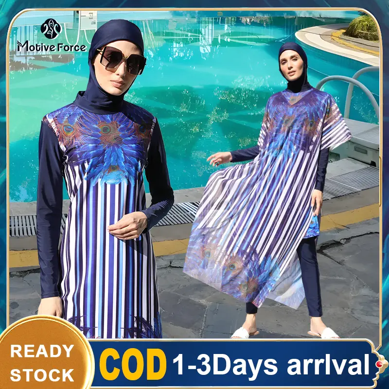 3Pcs/4Pcs Swimming Suits Muslimah Loose Plus Size 3/4 Pieces Set Beachwear Long Sleeve Wwimwear Bathing Muslimah