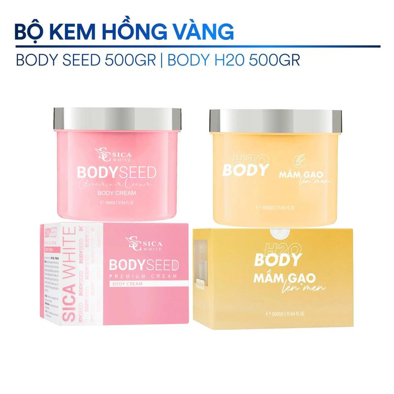 Bộ Kem Sica White Body H2O 500gr & Body Mầm 500gr - hỗ trợsáng hồng daDưỡng Body Skincare Nữ Kem Body Dưỡng Body Skincare