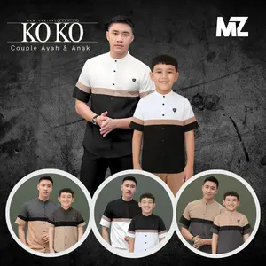 Baja Koko Couple Lengan Pendek Ayah Anak Bahan Katun Import Motif Terbaru Size M L XL XXL