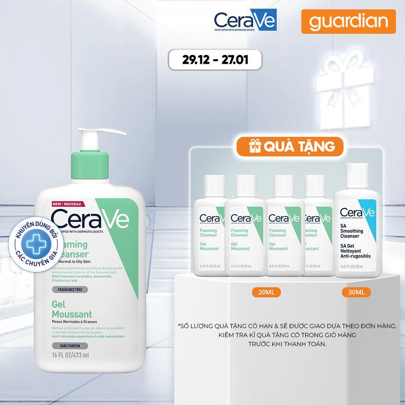  Sữa Rửa Mặt Tạo Bọt Cerave Foaming Cleanser Sạch Sâu Cho Da Thường Đến Da Dầu 473Ml 