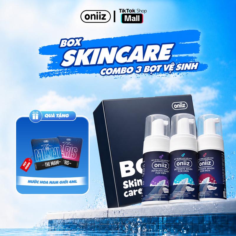 Box Skincare Oniiz - Combo 3 Bọt vệ sinh nam giới, dung dịch vệ sinh nam tạo bọt 100ml