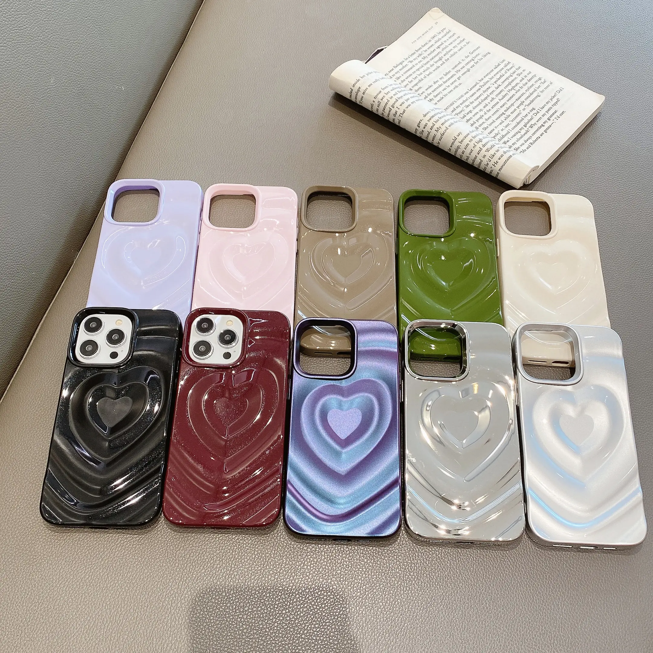 Suitable for Apple 14promax three-dimensional s love mobile phone case iPhone12 solid color 13 simple 11