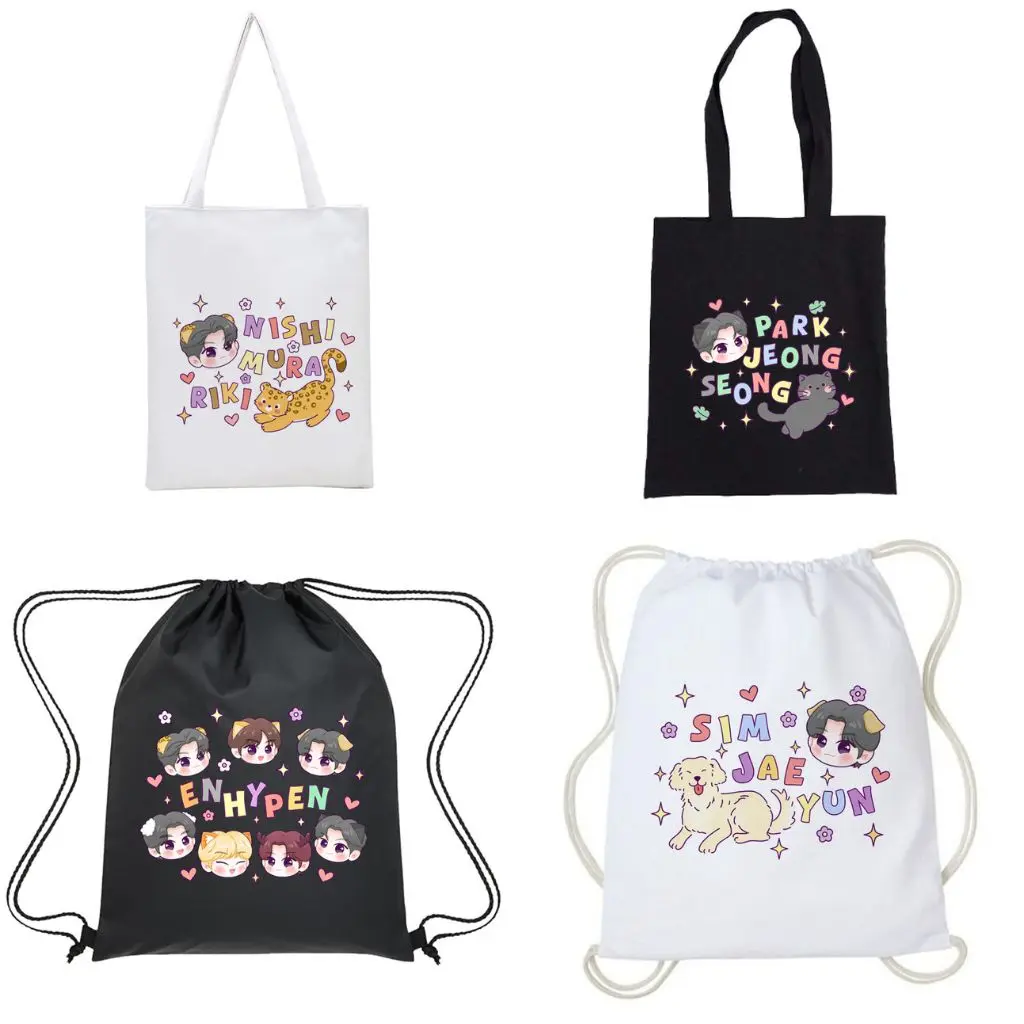 Totebag Enhypen Jay Jake Jungwon Kpop Korea Lucu Tas Serut Kanvas Wanita Aesthetic
