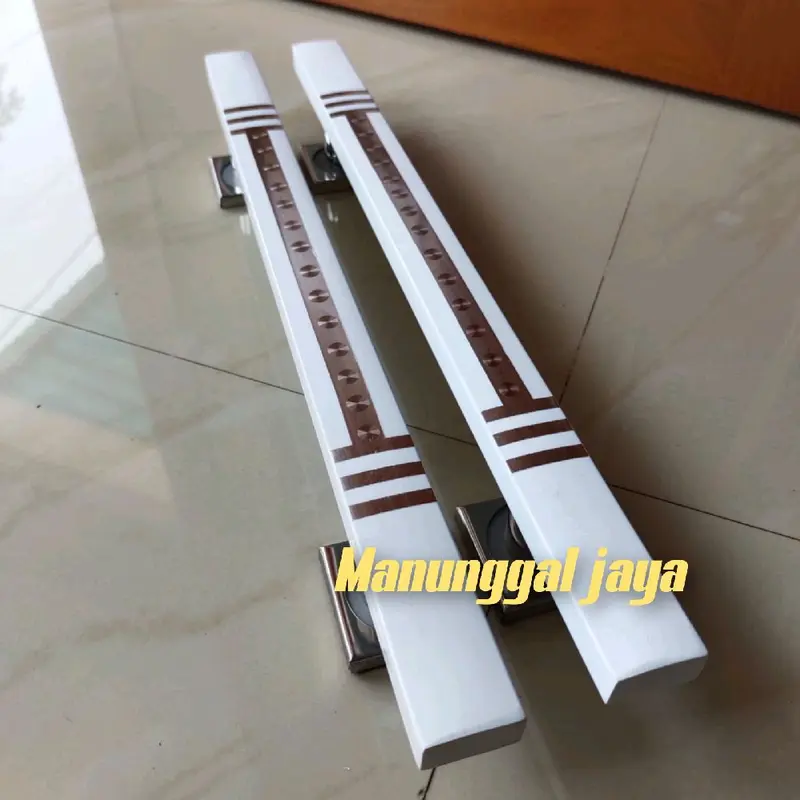 Handle Pintu Rumah 1 set Stainless Steel 45cm - 2 Pasang Gagang Pintu & Kunci Pelor 4