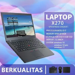[Pre-owned]Laptop  X270 core i5 i7 GEN 7 GEN 6 RAM 8 GB SSD 256GB-Layar 12.5inch Mulus 90% Siap Pakai Gratis Mouse + Tas Lancar Zoom & Office  Siap Sekolah  Mulus Siap Pakai  Garansi