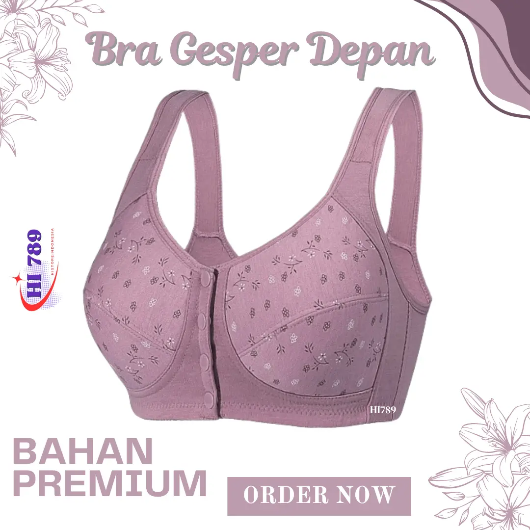 Bra Wanita Seamless Push Up Nirkabel Tanpa Busa Kancing Gesper Depan Tipis 2082