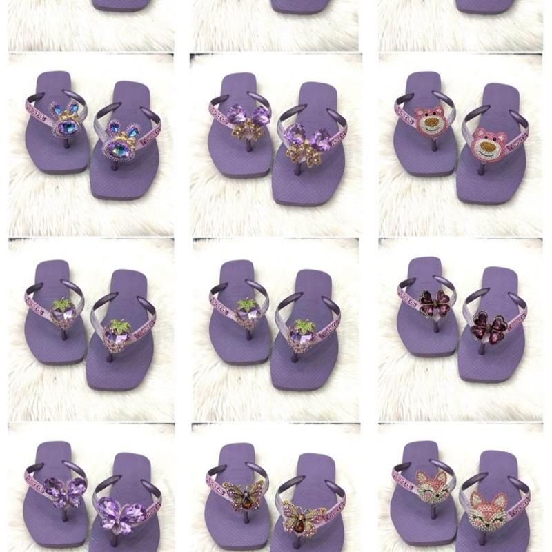 DÉP NỮ HAVAIANAS KIM TUYẾN ĐẾ VUÔNG TÍM GẮN PHỤ KIỆN NHÀ THIÊN TRANG . CAO SU . NGOÀI TRỜI . ĐI BIỄN . BOY PHỐ . XU HƯỚNG . THỜI TRANG . HOT TREND