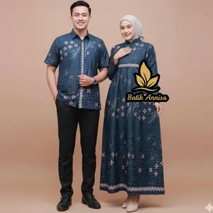 Batik Annisa Baju Batik Couple Sarimbit Pasangan Terbaru Gamis Kemeja Lengan Pendek Motif Kesultanan COD Freongkir Atasan Wanita Pria