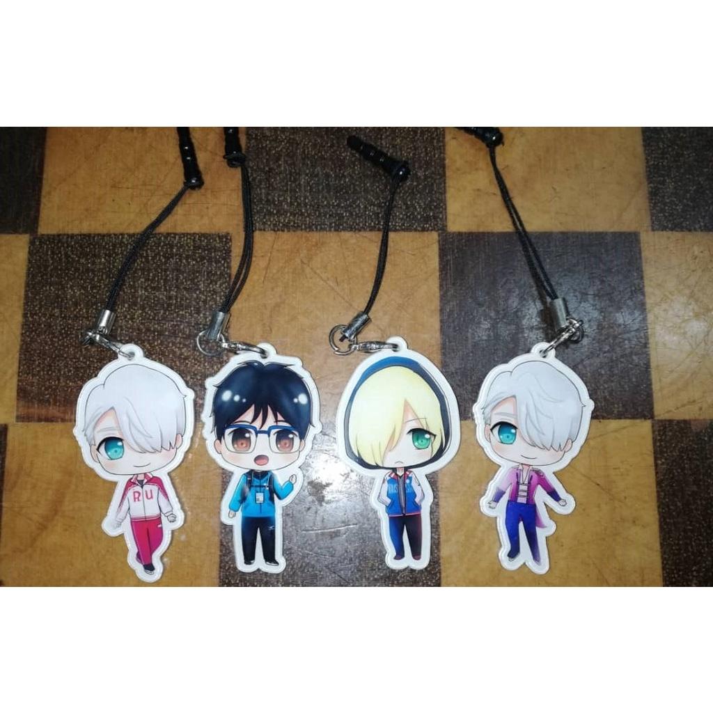 [Xsaye] [Yuri on Ice] 4xPcs Combo Doujin Fan Art Cell Mobile Phone Audio Jacks Acrylic Charms Keychains