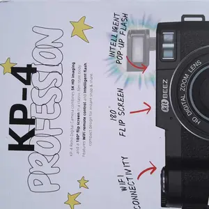 【Kitbeez KP-4 flash sale】 Kamera Digital 5K WiFi 75MP dengan Zoom Digital 18X, Layar Putar 180°, Flash Intelligent Muncul Otomatis untuk Selfie & Pembuatan Vlog