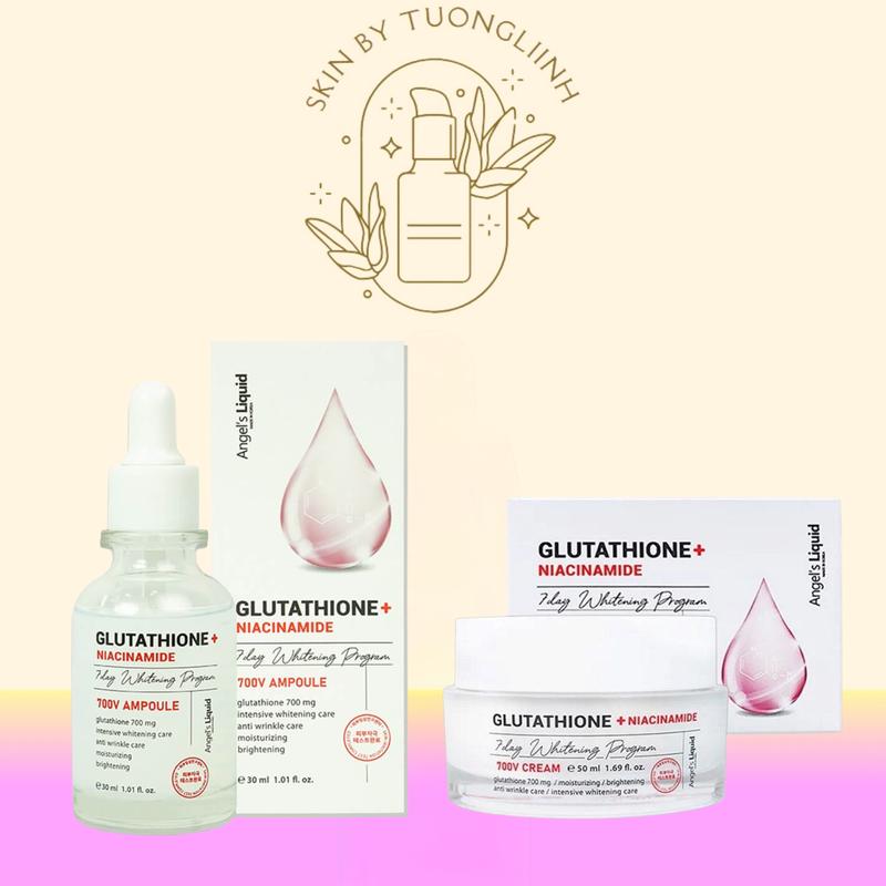  Combo Dưỡng Sáng Da Angel's Liquid Serum + Kem Dưỡng Glutathione + Niacinamide 7Day Whitening Program 700 V 