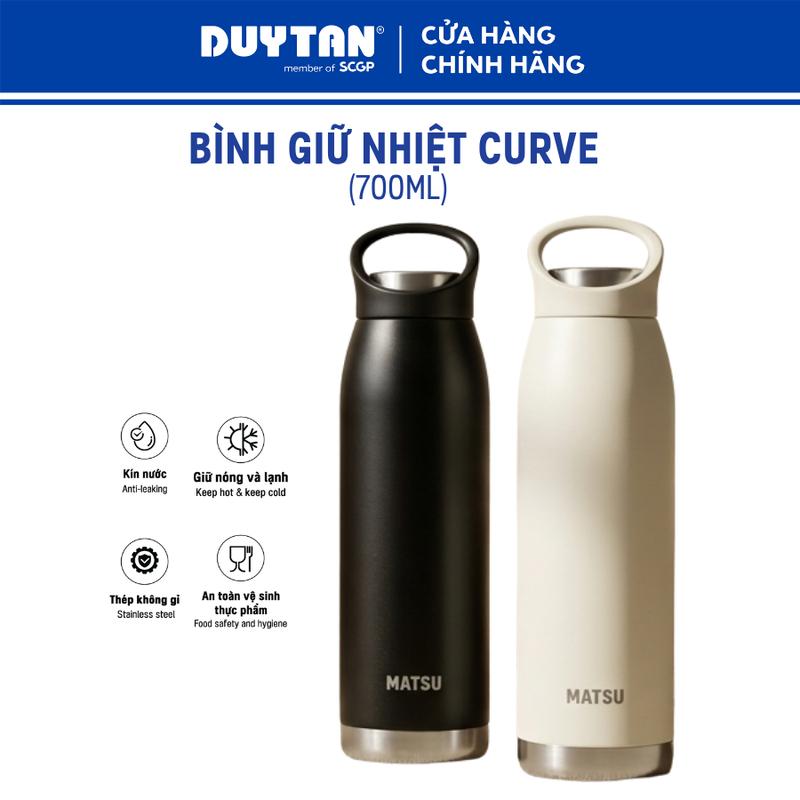 Bình giữ nhiệt CURVE 700ml, MATSU - Thép không gỉ 304 cao cấp, quai xách tiện lợi, thiết kế cong mềm mại