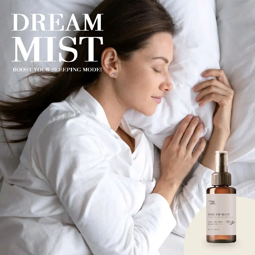 e38 Dream Mist 20ml - 100% Natural Essential Oils, Aromatherapy, Organic, Air Sleep, Sleeping Spray, Insomnia, Headache, Relax, Nighttime