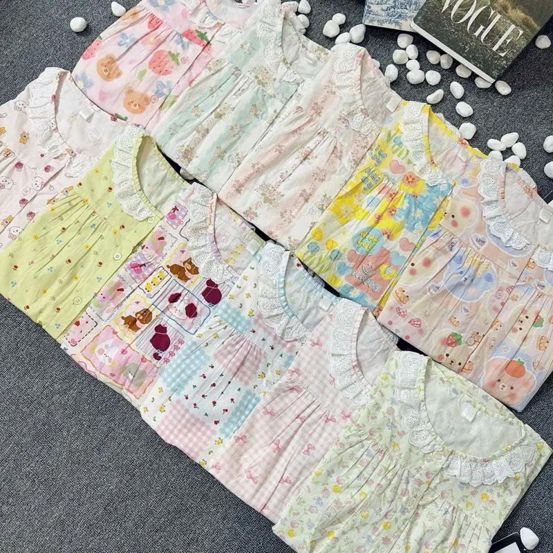 Set bộ đùi tay ngắn chất kate hàn vải cực mát cho hè dễ thương thời trang cho nữ