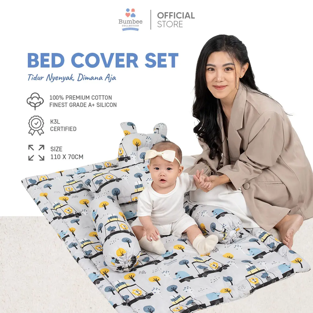 Bumbee Collection - Bed Cover Set Baby Selimut Bantal Guling Alas Tidur Lembut untuk Bayi Tidur Nyenyak FREE Tas Mika Kado Lahiran